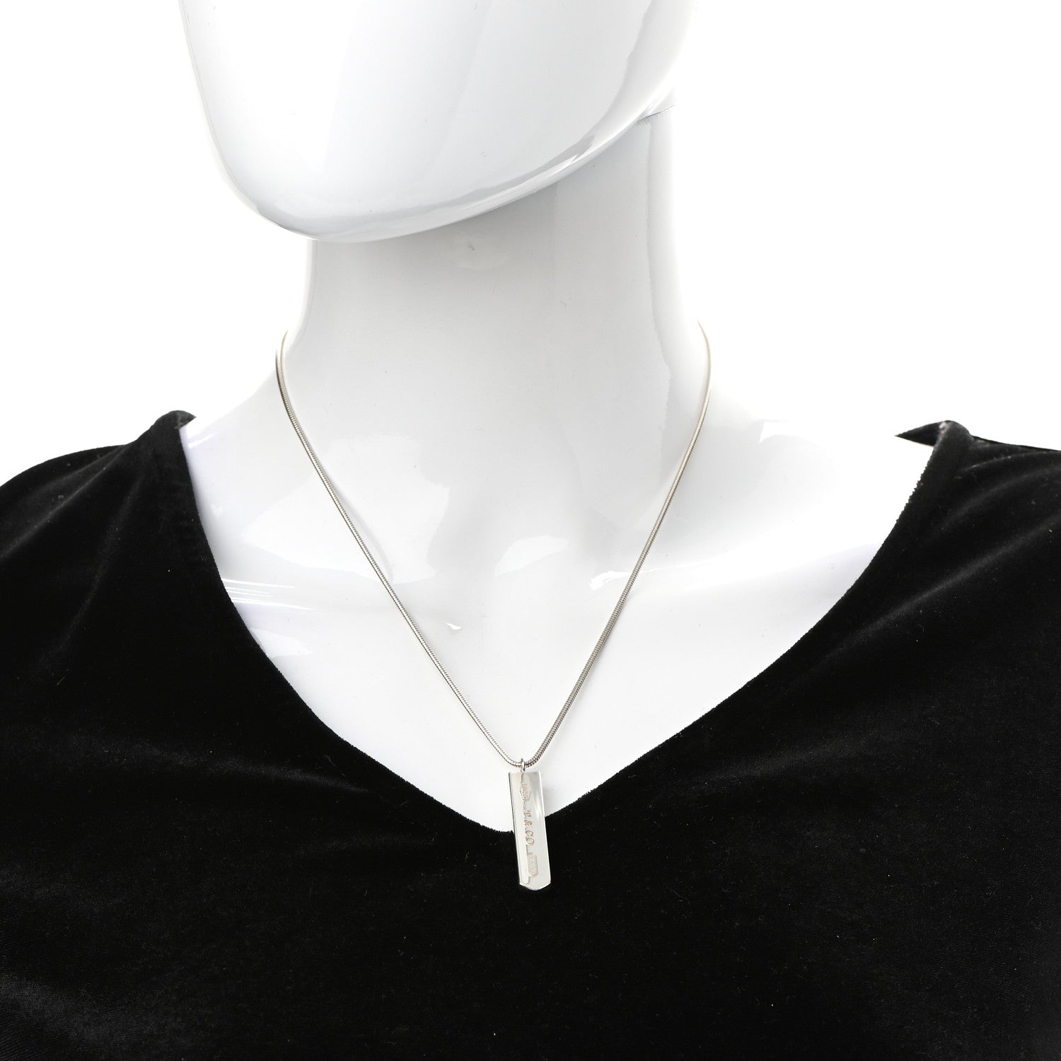 Tiffany Sterling Silver 1837 Bar Pendant Necklace 2 of 7