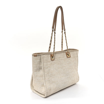 Chanel Lurex Boucle Small Deauville Tote Ivory 3 of 13