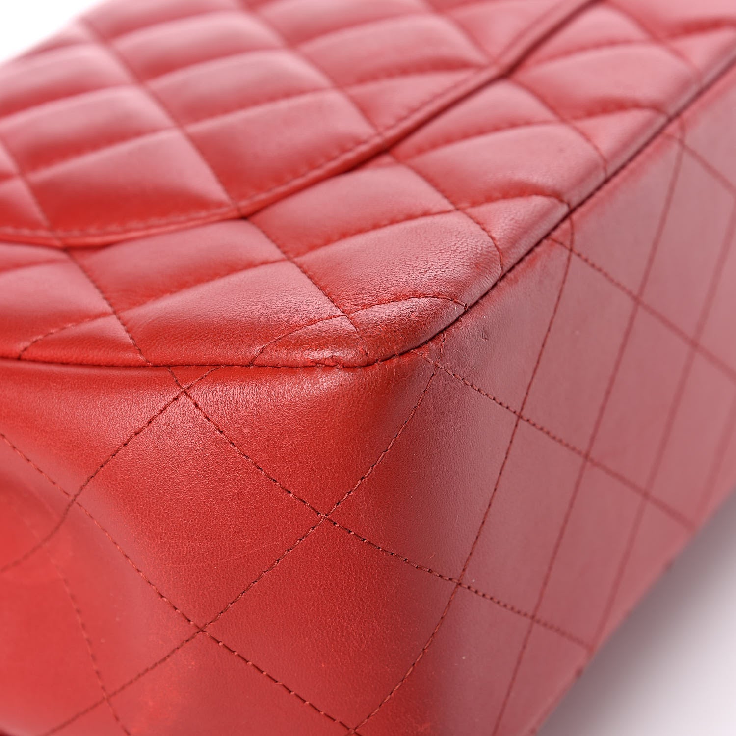 Chanel Lambskin Quilted Jumbo Double Flap Red 13 of 15