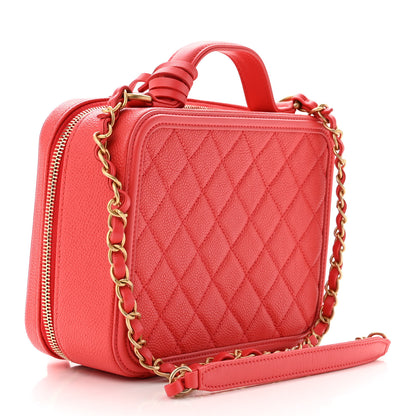 Chanel Caviar Quilted Medium CC Filigree Vanity Case Coral 2 of 10