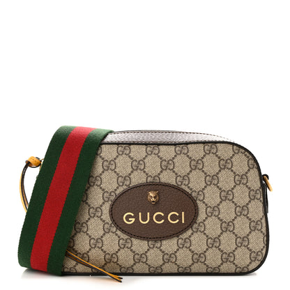 Gucci GG Supreme Monogram Web Neo Vintage Shoulder Bag Beige New Acero Crop 1 of 10