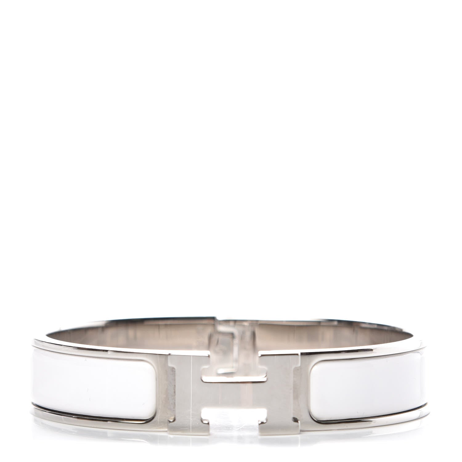Hermes Enamel Narrow Clic Clac H Bracelet PM White 1 of 5