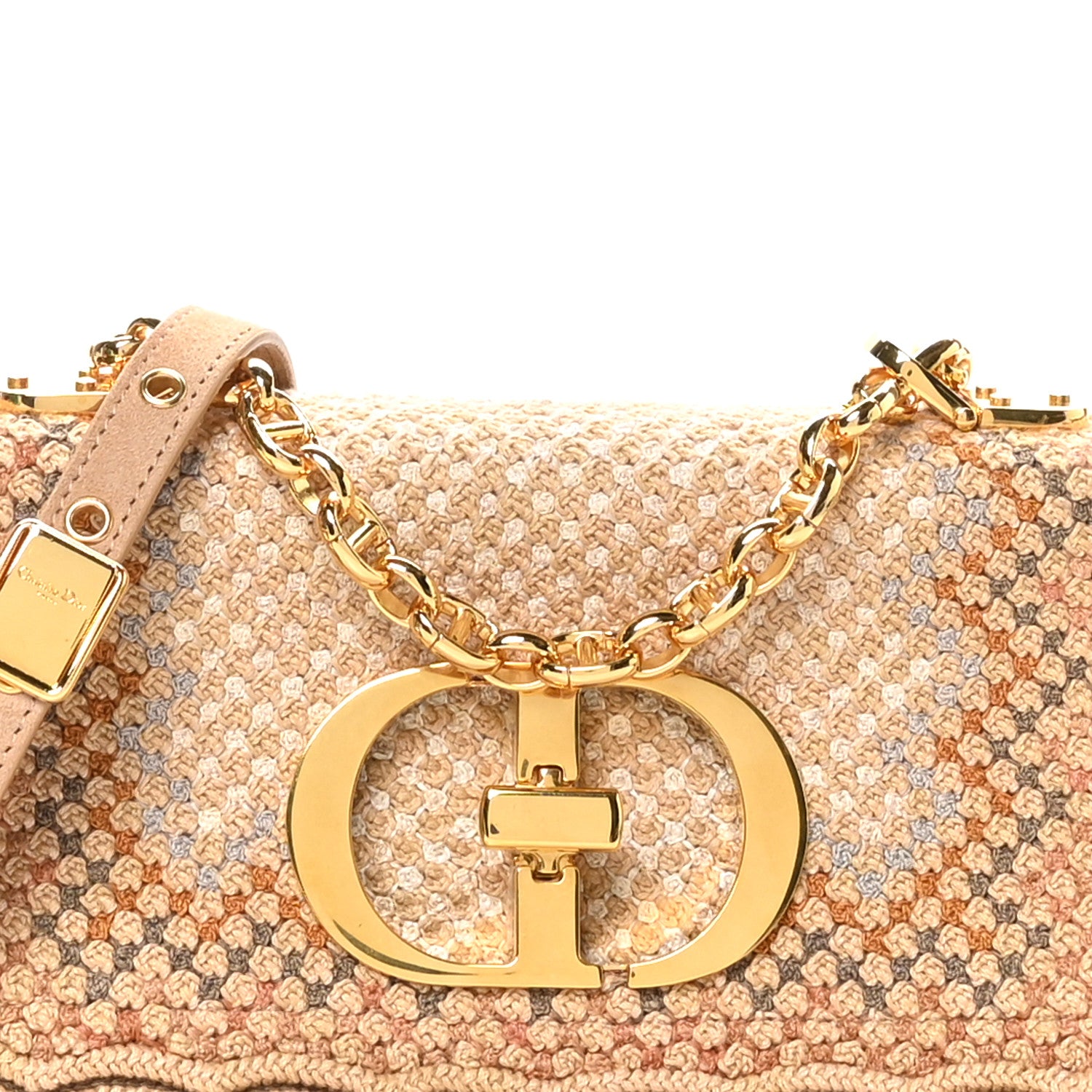 Christian Dior Cotton Knit Small Caro Bag Beige 7 of 9