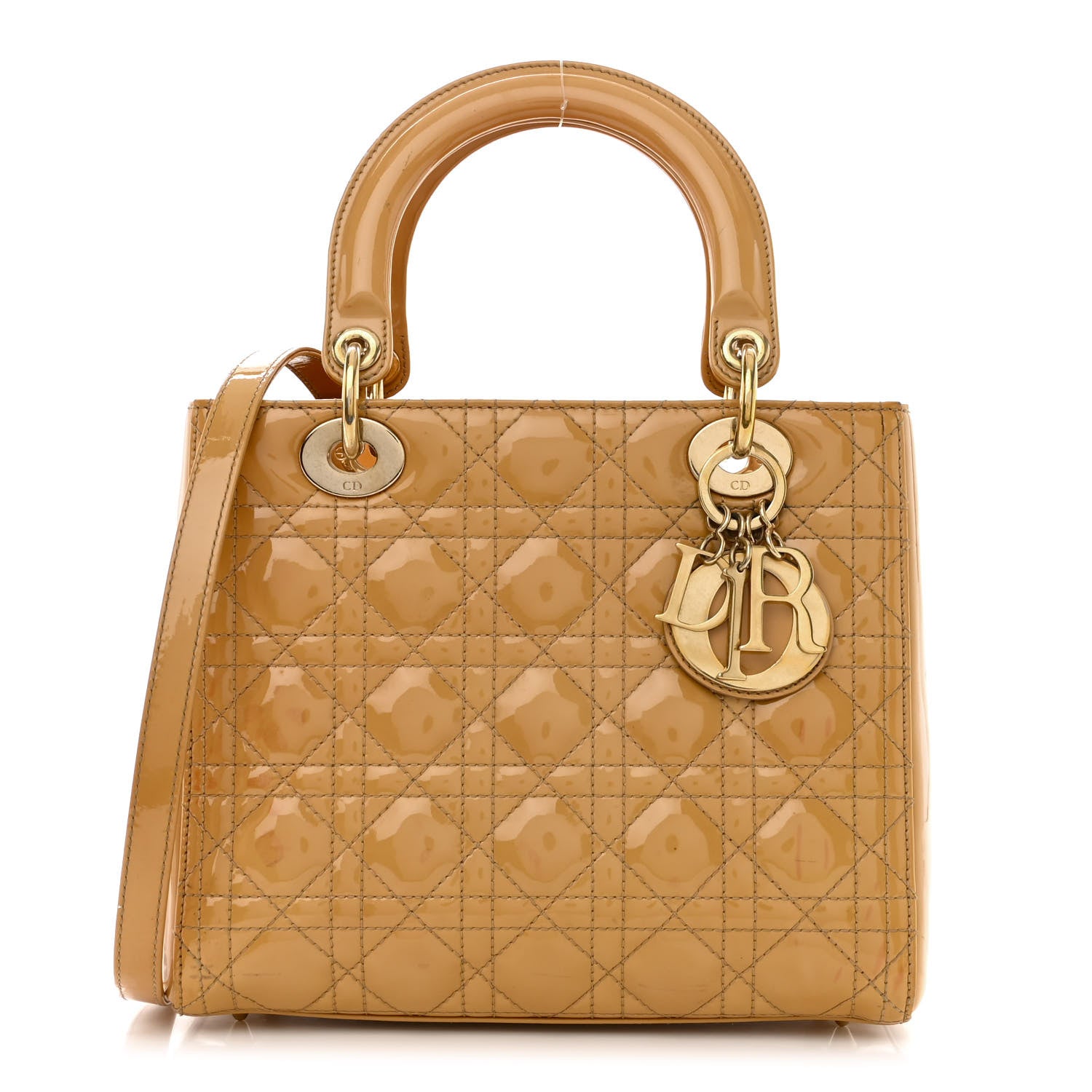 Christian Dior Patent Cannage Medium Lady Dior Beige 1 of 19