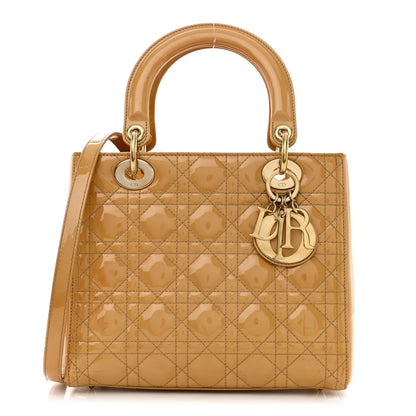Christian Dior Patent Cannage Medium Lady Dior Beige 1 of 19