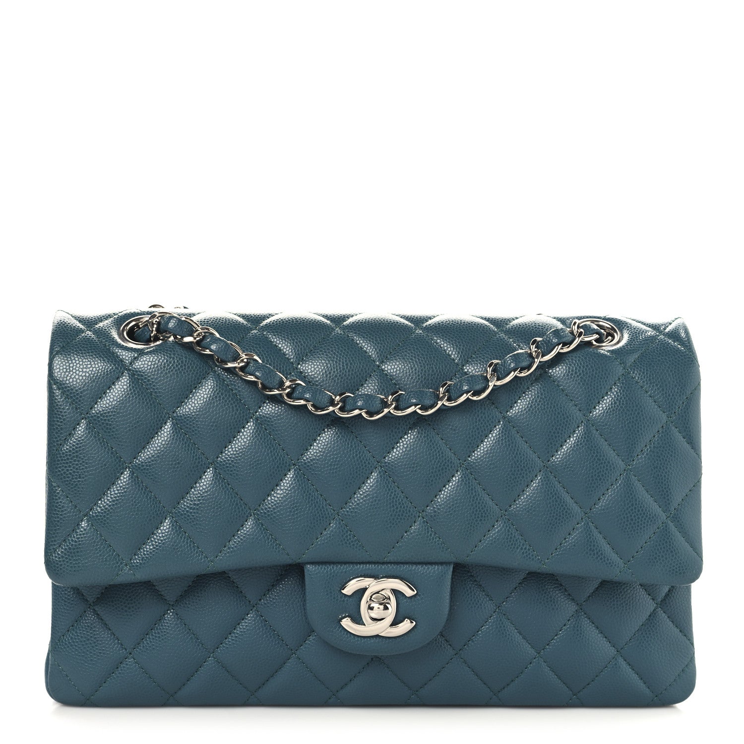 Chanel Caviar Quilted Medium Double Flap Dark Green 1 of 10