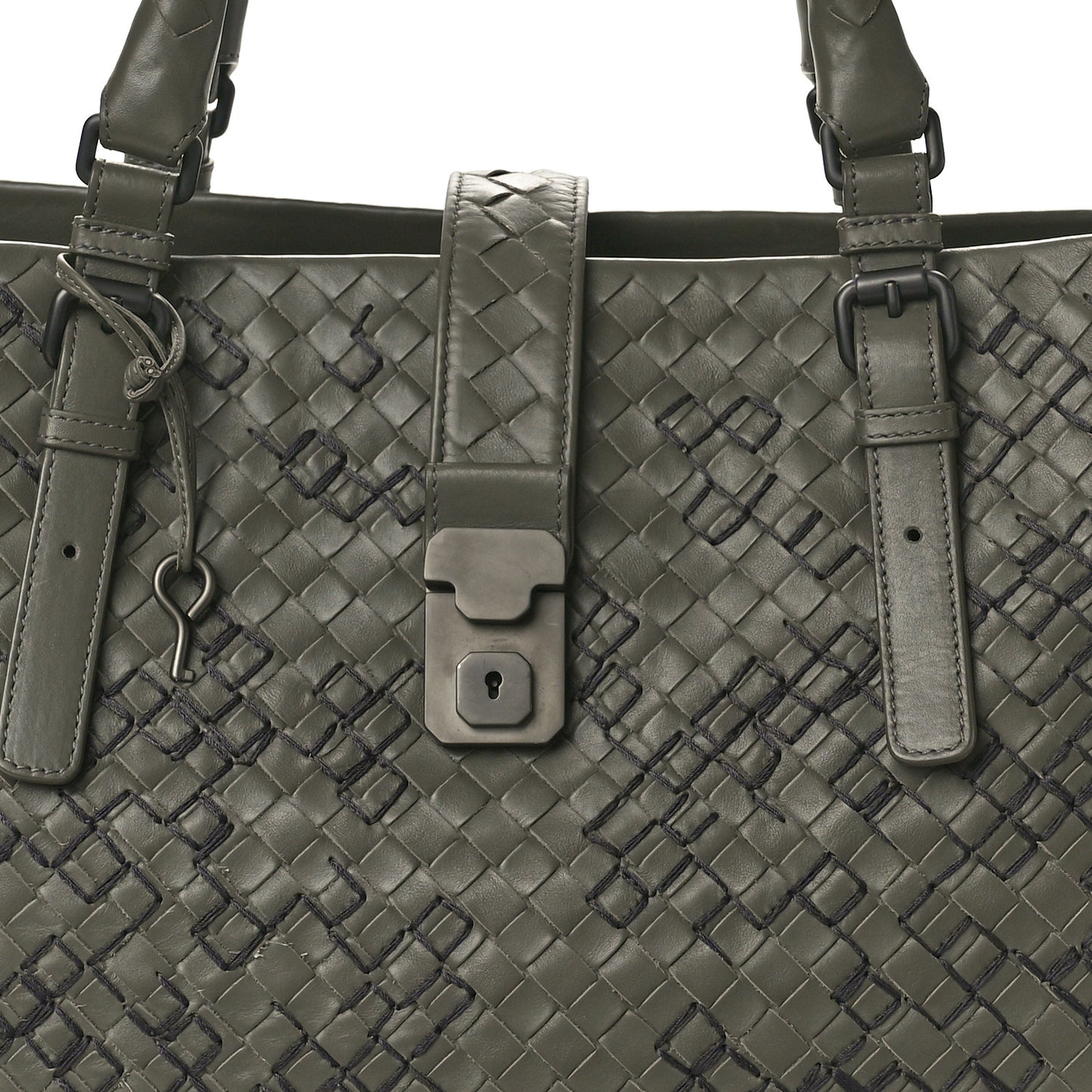 Nappa Intrecciato Stitched Medium Roma Tote Grey