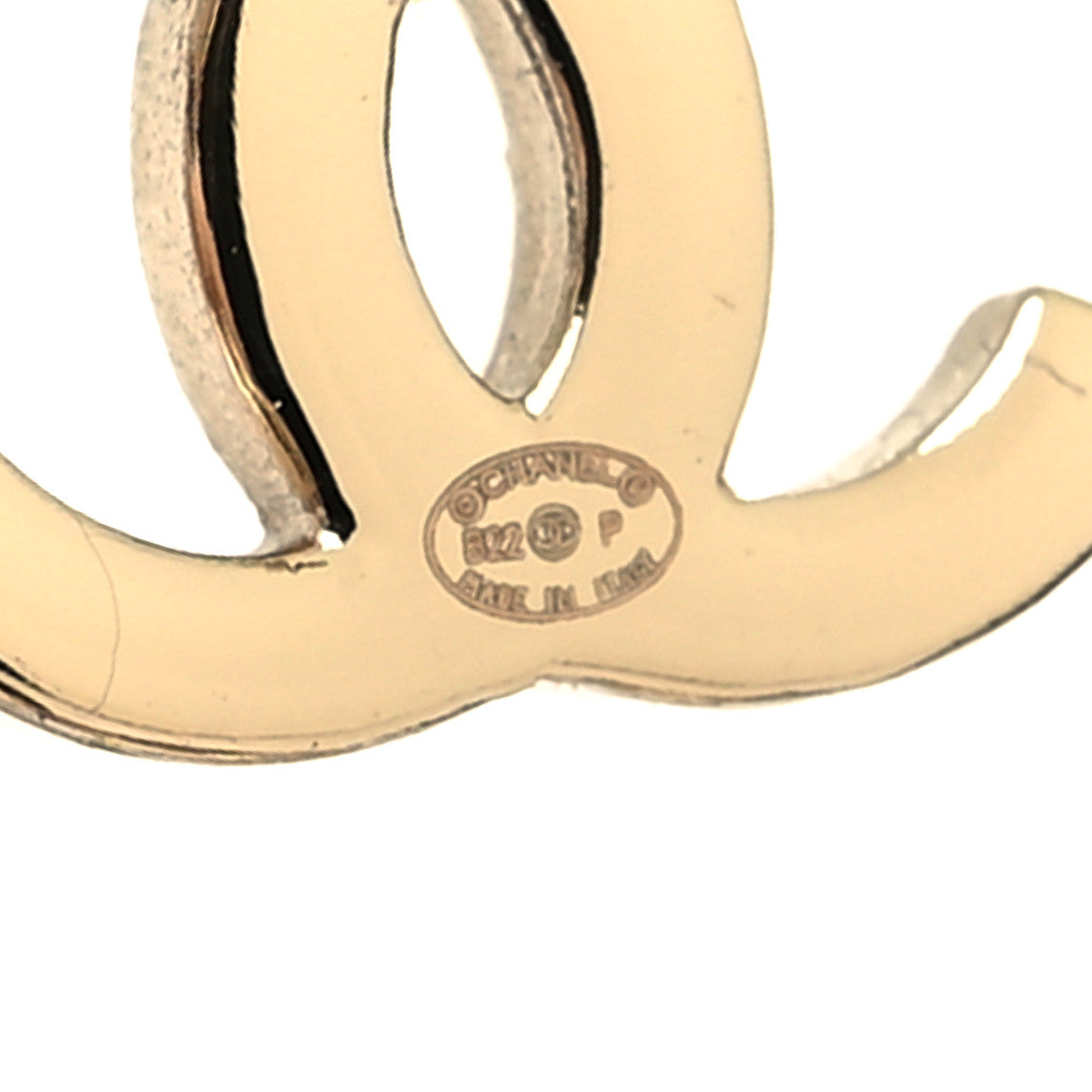 Lambskin Chain CC Round Earrings Gold Black