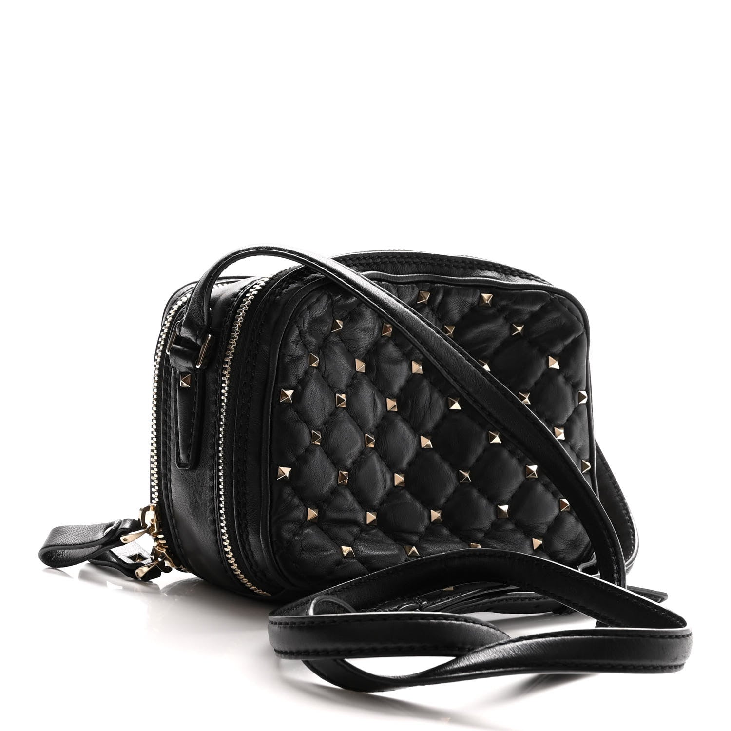 Valentino Garavani Nappa Rockstud Spike Double Zip Camera Crossbody Bag Black 3 of 12
