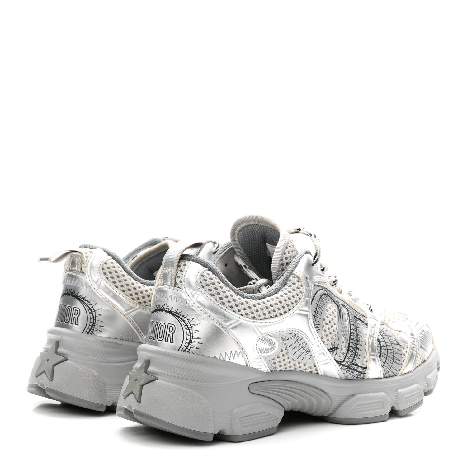 Christian Dior Technical Mesh Dior Chrono Sneakers 36 Silver 5 of 9