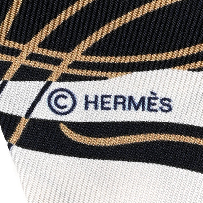 Hermes Silk Ex-Libris Twilly White Marine Gris 4 of 4