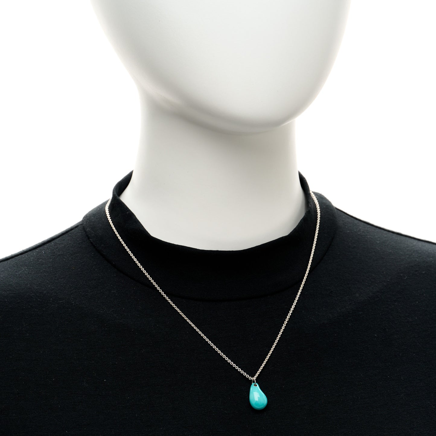Sterling Silver Turquoise Elsa Peretti Teardrop Pendant Necklace