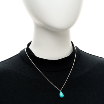 Tiffany Sterling Silver Turquoise Elsa Peretti Teardrop Pendant Necklace 2 of 5