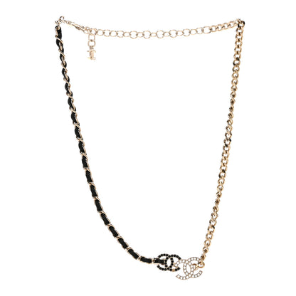 Chanel Lambskin Crystal CC Chain Choker Necklace Black Gold 3 of 6