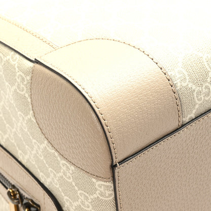 Gucci GG Supreme Monogram Textured Dollar Calfskin Web Small Savoy Duffle Bag Beige Mystic White Oatmeal 8 of 10