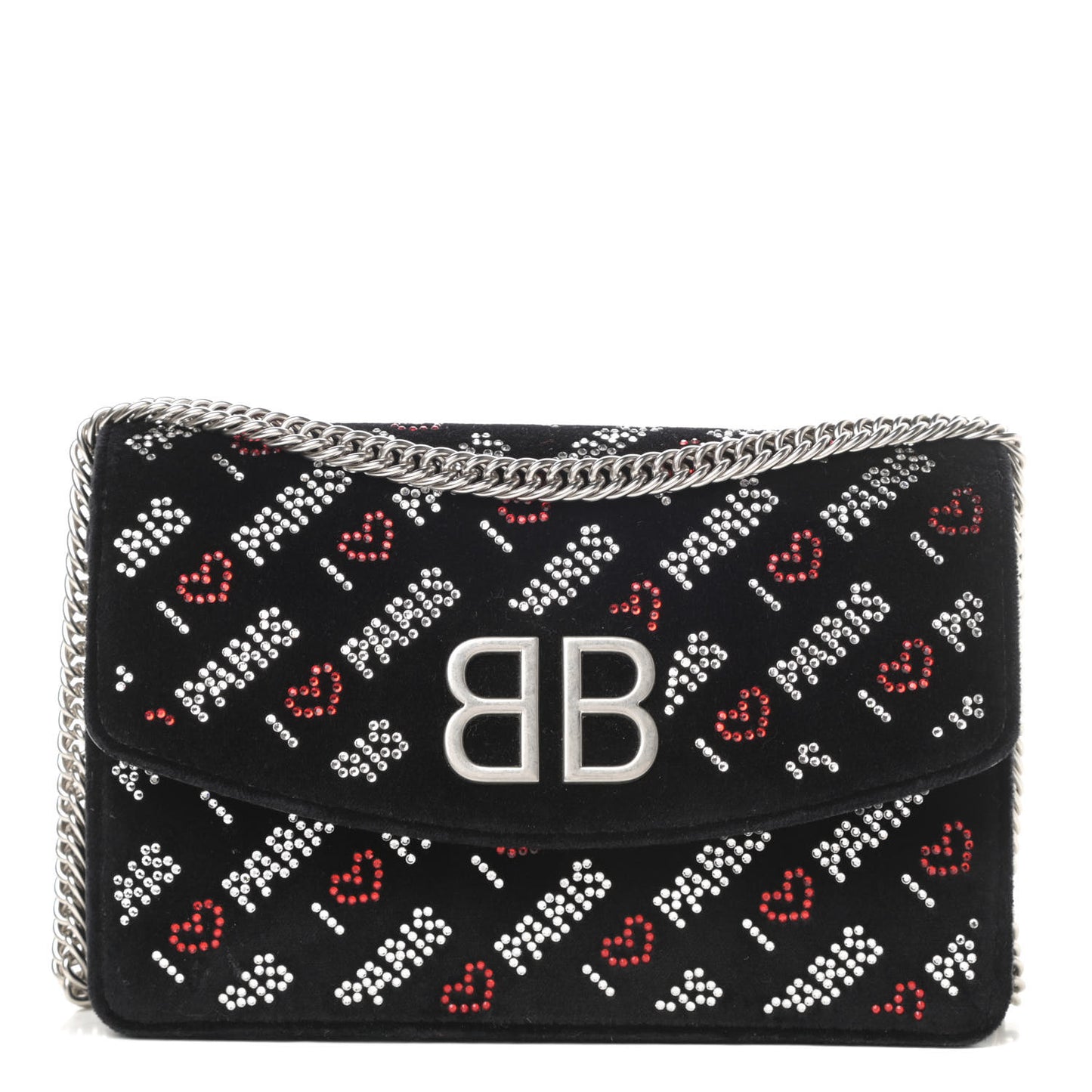 Velvet Crystal I Love Paris BB Wallet On Chain Black