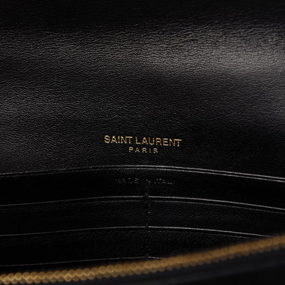Saint Laurent Suede Sequin Bead Embellished Classic Monogram Kate Tassel Chain Wallet Black Multicolor 8 of 9