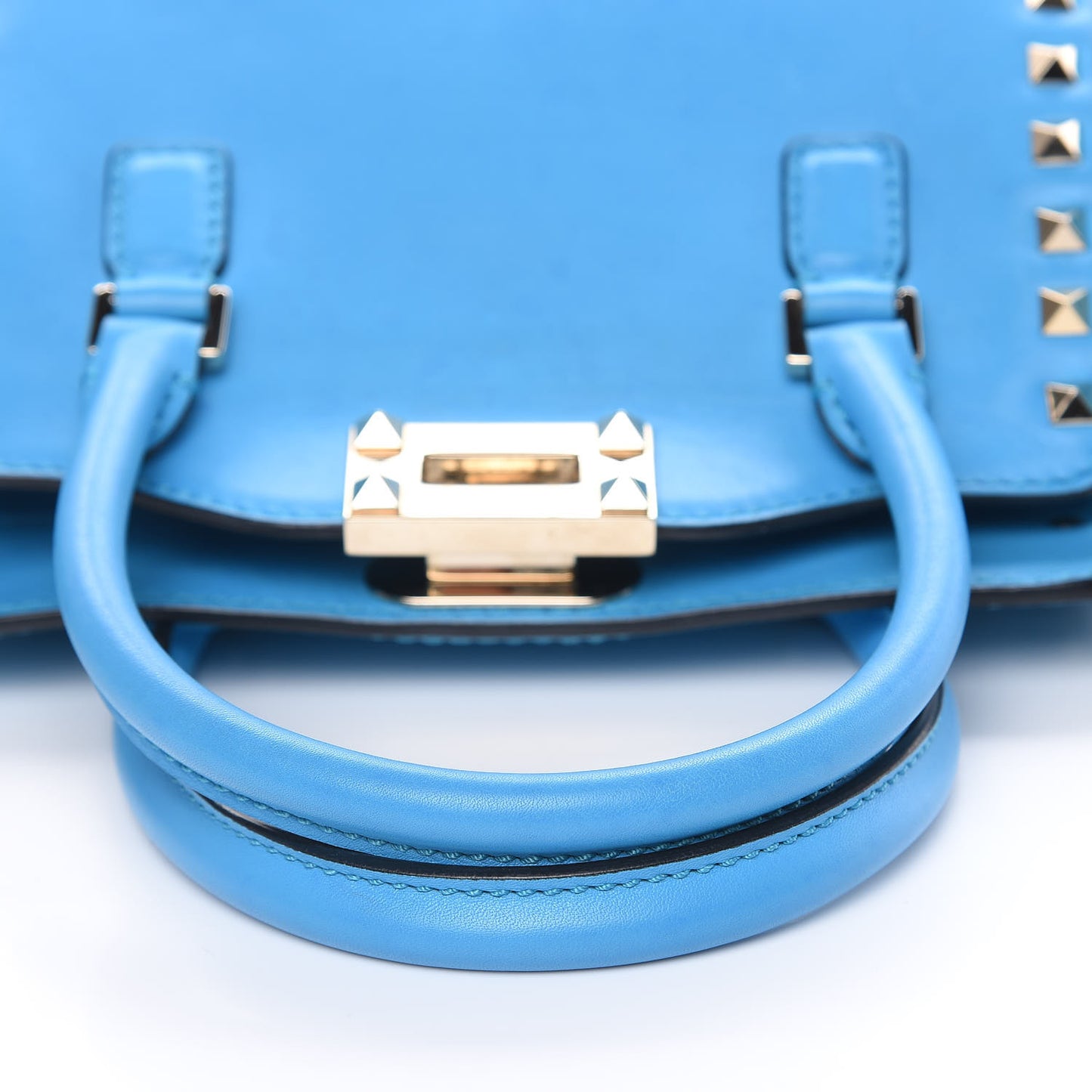 Vitello Mini Rockstud Double Handle Tote Parrot