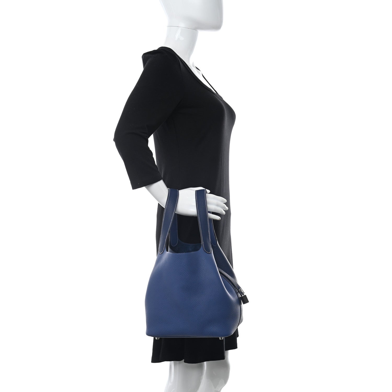 Hermes Taurillon Clemence Casaque Picotin Lock 22 MM Bleu Saphir Bleu Brighton 2 of 10