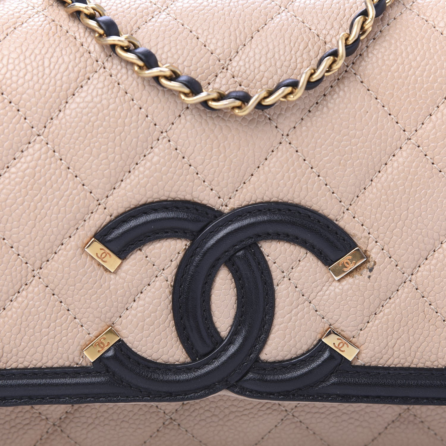 Chanel Caviar Quilted Small CC Filigree Flap Beige Black 11 of 13