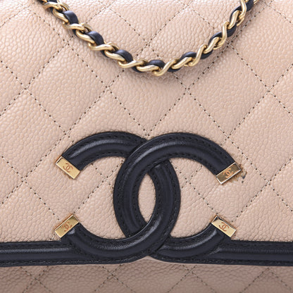 Chanel Caviar Quilted Small CC Filigree Flap Beige Black 11 of 13