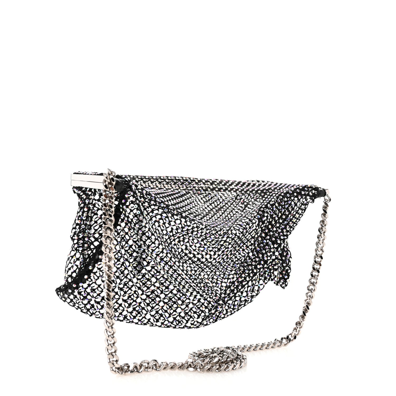 Saint Laurent Mesh Crystal Medium Fanny Shoulder Bag Black 3 of 10