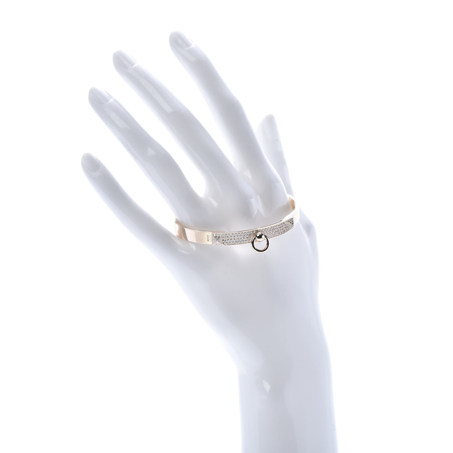 Hermes 18K Rose Gold Diamond PM Collier De Chien Pave Bracelet SH 2 of 7