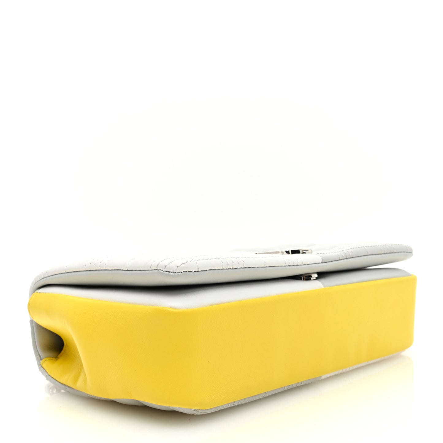 Lambskin Quilted Small Lola Bag White Grey Yellow