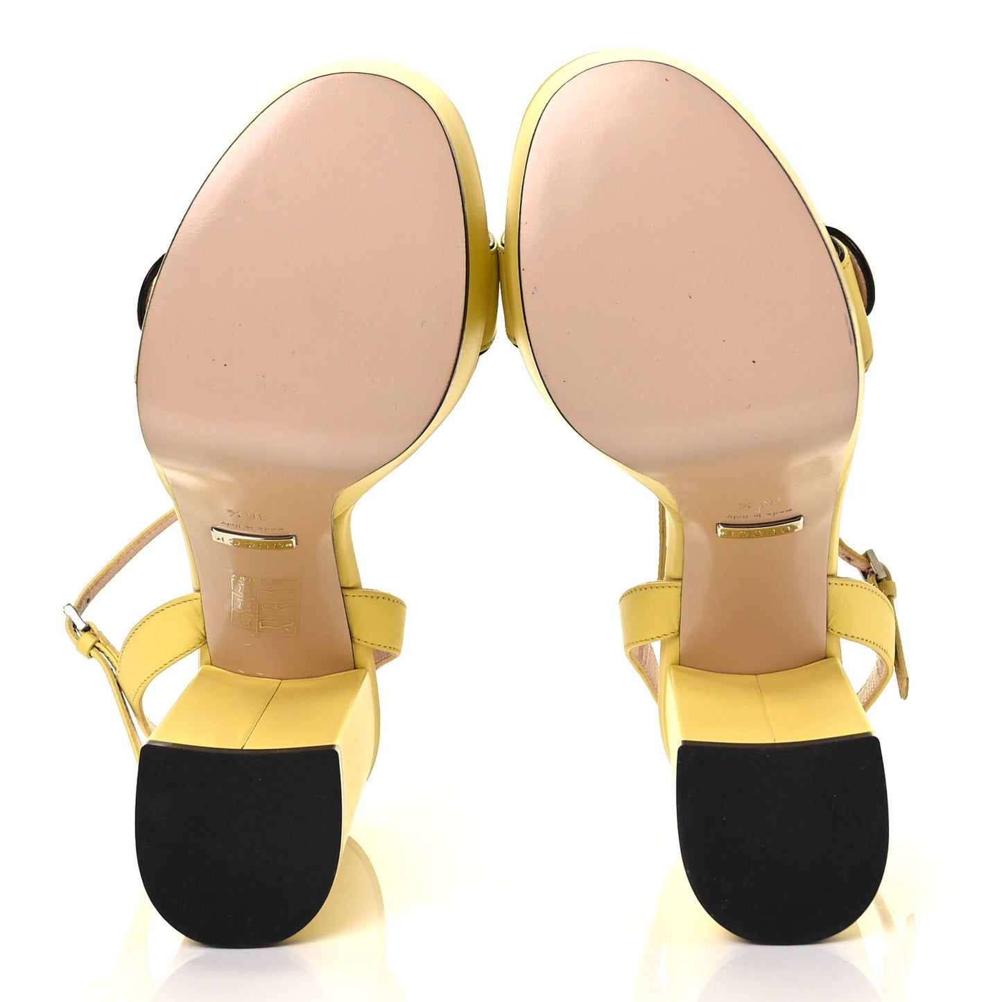 Calfskin GG Marmont Ankle Wrap 30/115mm Platform Sandals 36.5 Banana