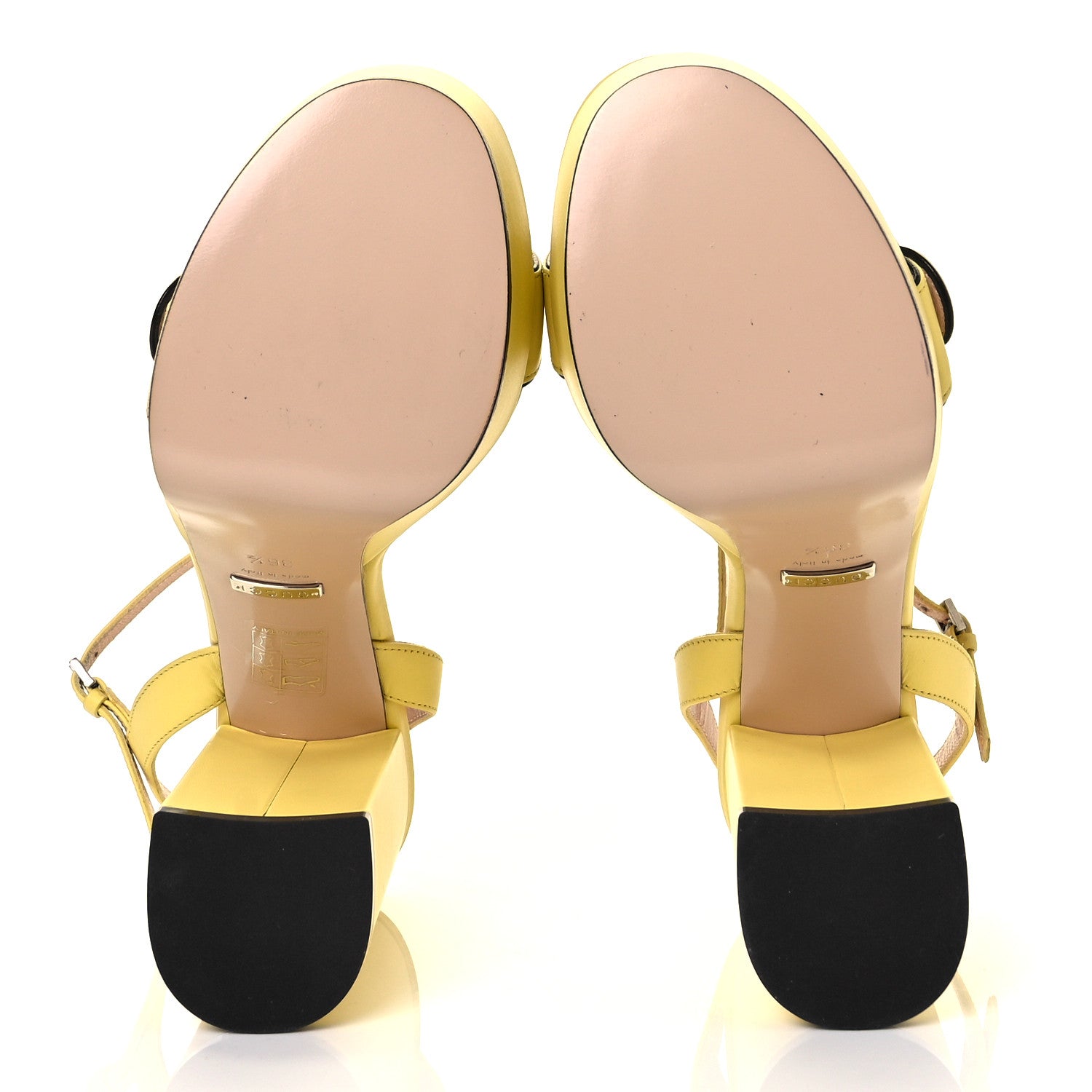 Gucci Calfskin GG Marmont Ankle Wrap 30/115mm Platform Sandals 36.5 Banana 5 of 9