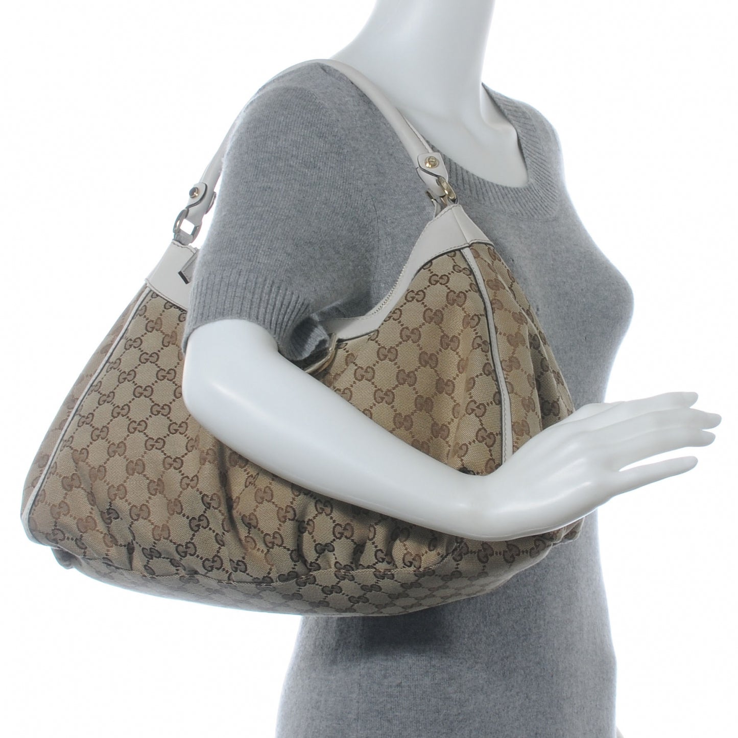 Monogram D Gold Large Hobo Off White