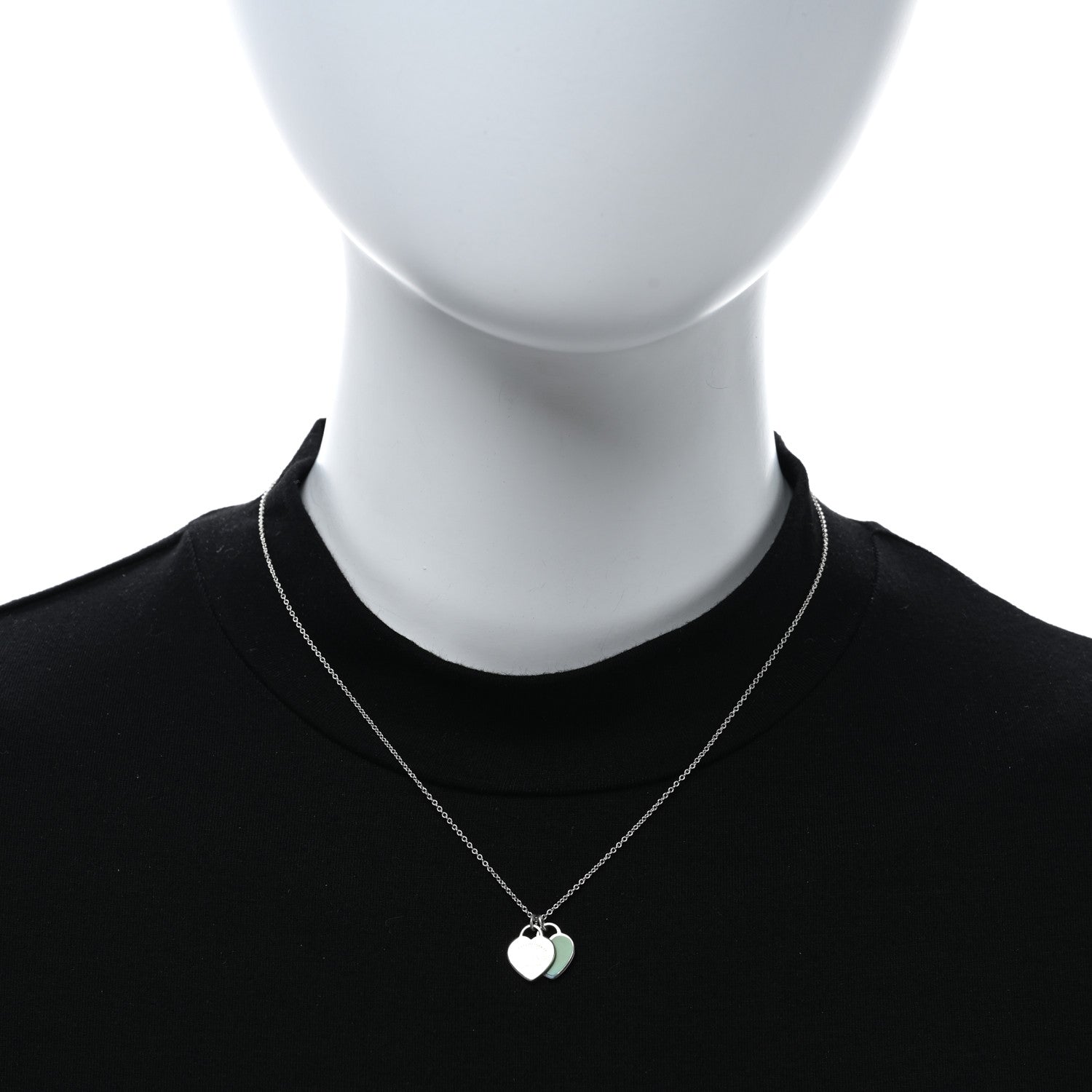 Tiffany Sterling Silver Enamel Return to Tiffany Double Mini Heart Tag Pendant Necklace Blue 2 of 5