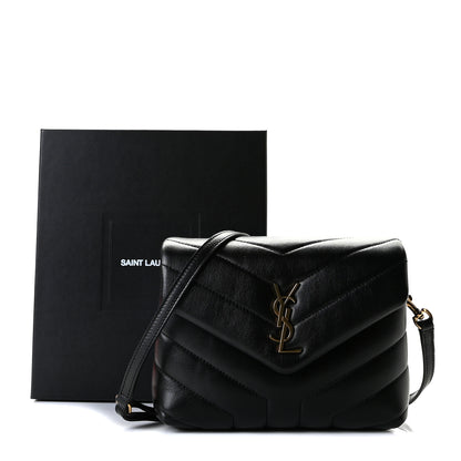 Saint Laurent Calfskin Y Quilted Monogram Toy Loulou Crossbody Bag Black 9 of 9