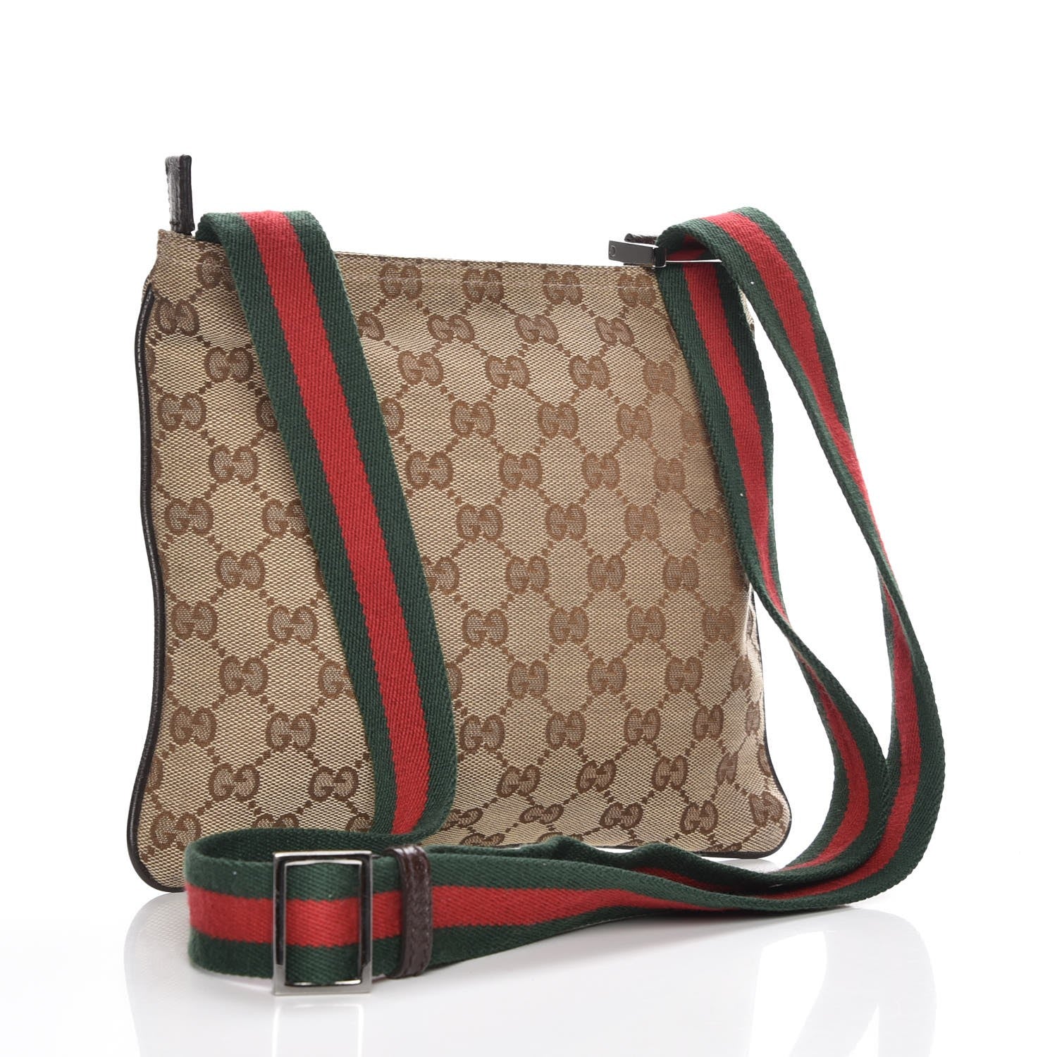 Gucci Monogram Web Small Flat Messenger Bag Dark Brown 3 of 7
