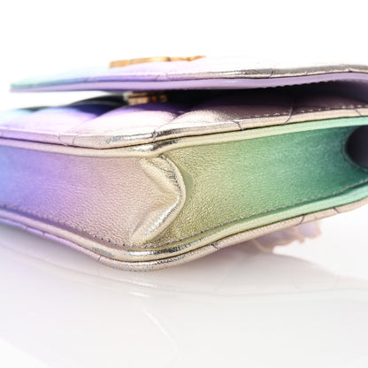 Chanel Gradient Metallic Lambskin Quilted Flap Chain Belt Bag Pink Purple Green 10 of 10