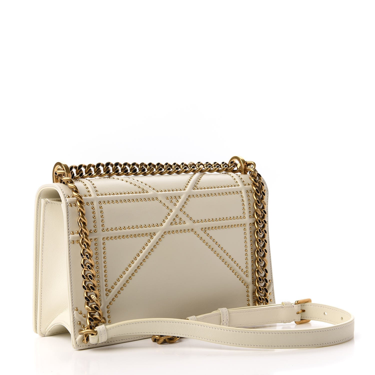 Christian Dior Lambskin Studded Medium Diorama Flap Bag Latte 3 of 11