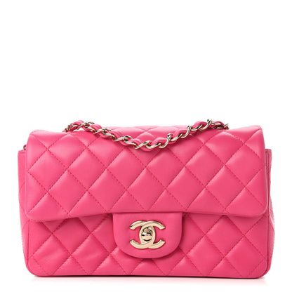 Chanel Lambskin Quilted Mini Rectangular Flap Dark Pink 1 of 11
