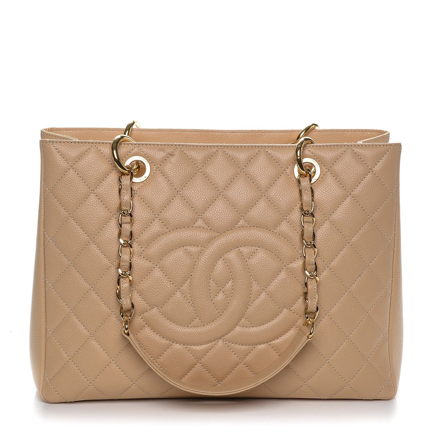Caviar Quilted Grand Shopping Tote GST Beige Clair