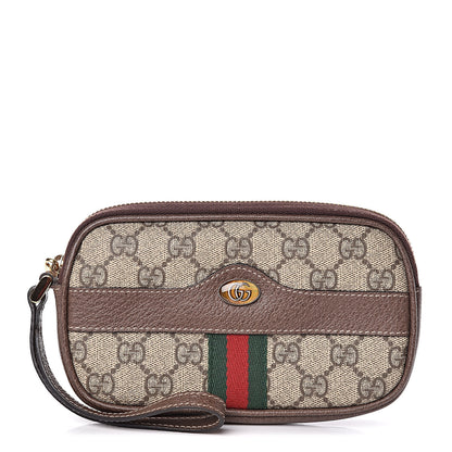 Gucci GG Supreme Monogram Ophidia Phone Case Wristlet Brown 1 of 8