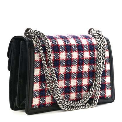 Gucci Vintage Tweed Check Small Dionysus Shoulder Bag White Hibiscus Red Marine 3 of 15