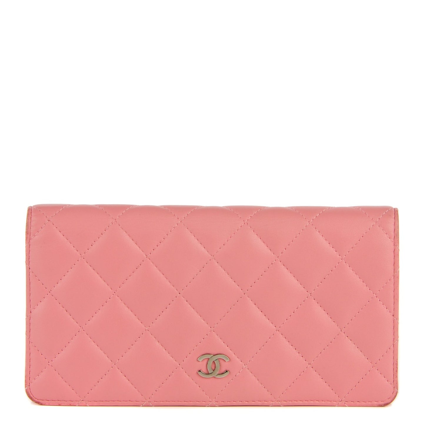 Lambskin Quilted Yen Wallet Rose