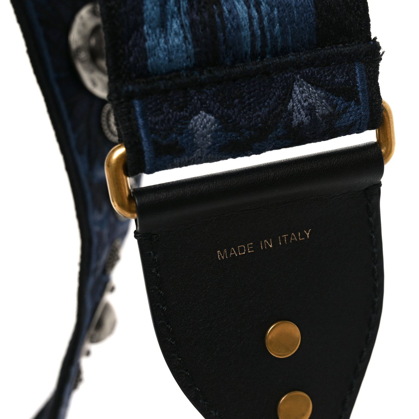 Canvas Embroidered Studded KaleiDiorscopic Shoulder Strap Blue
