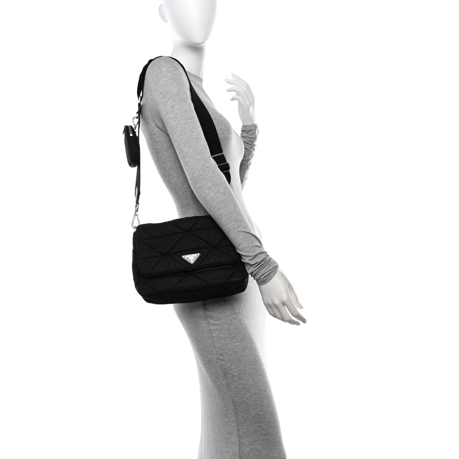 Prada Re-Nylon Quilted Padded Flap Shoulder Bag Black 2 of 11