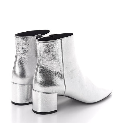 Saint Laurent Metallic Calfskin Loulou 50 Ankle Booties 37 Silver 4 of 8
