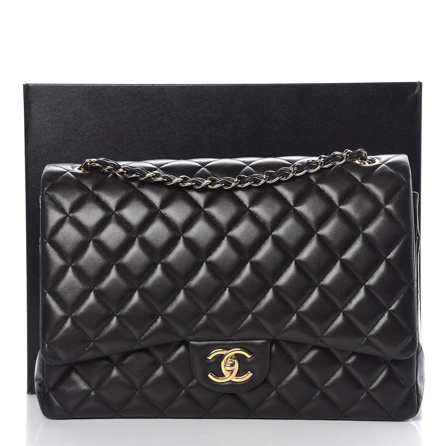 Chanel Lambskin Quilted Maxi Double Flap Black 12 of 12