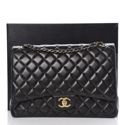 Chanel Lambskin Quilted Maxi Double Flap Black 12 of 12