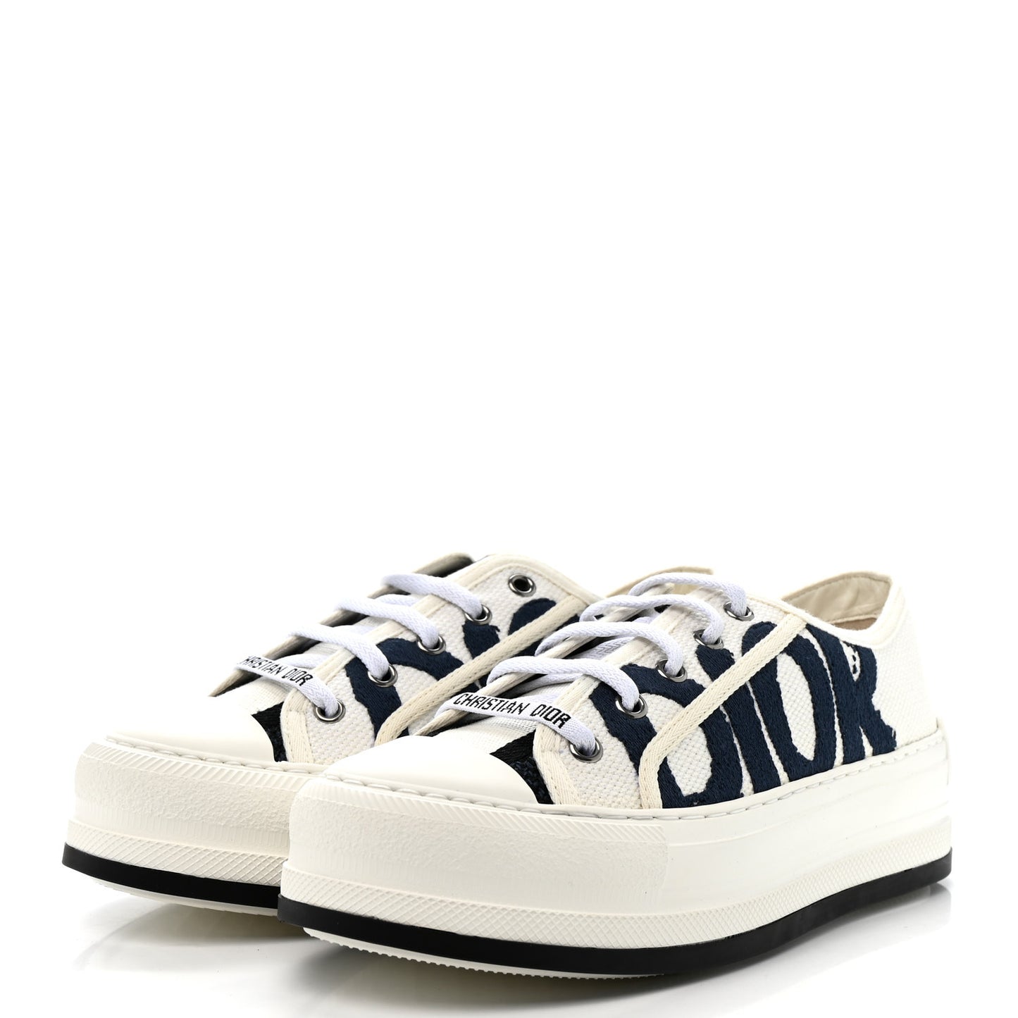 Canvas Embroidered Miss Dior Graffiti Walk'N'Dior Platform Sneakers 37 White Deep Blue