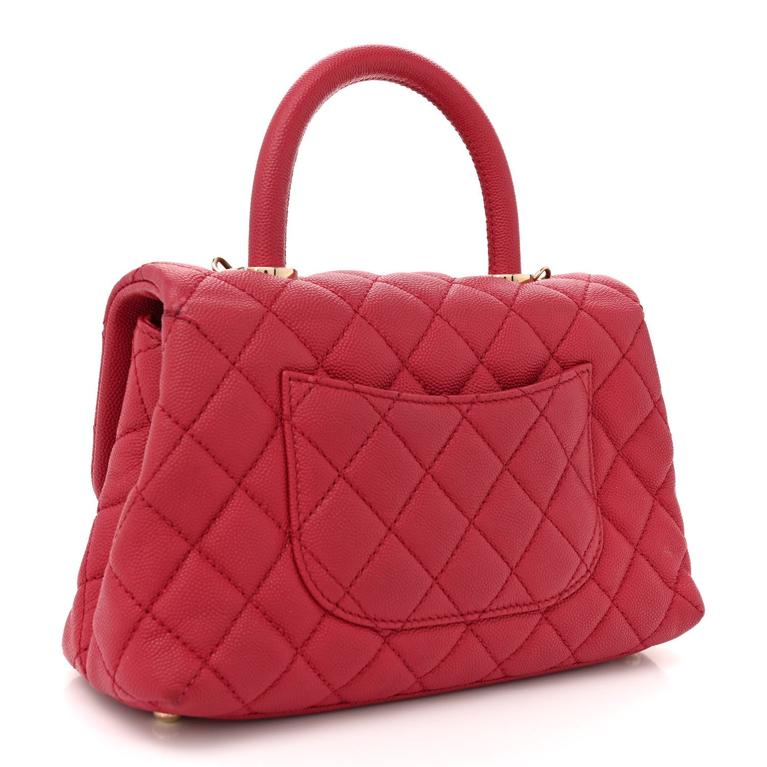 Chanel Caviar Quilted Mini Coco Handle Flap Dark Pink 3 of 14