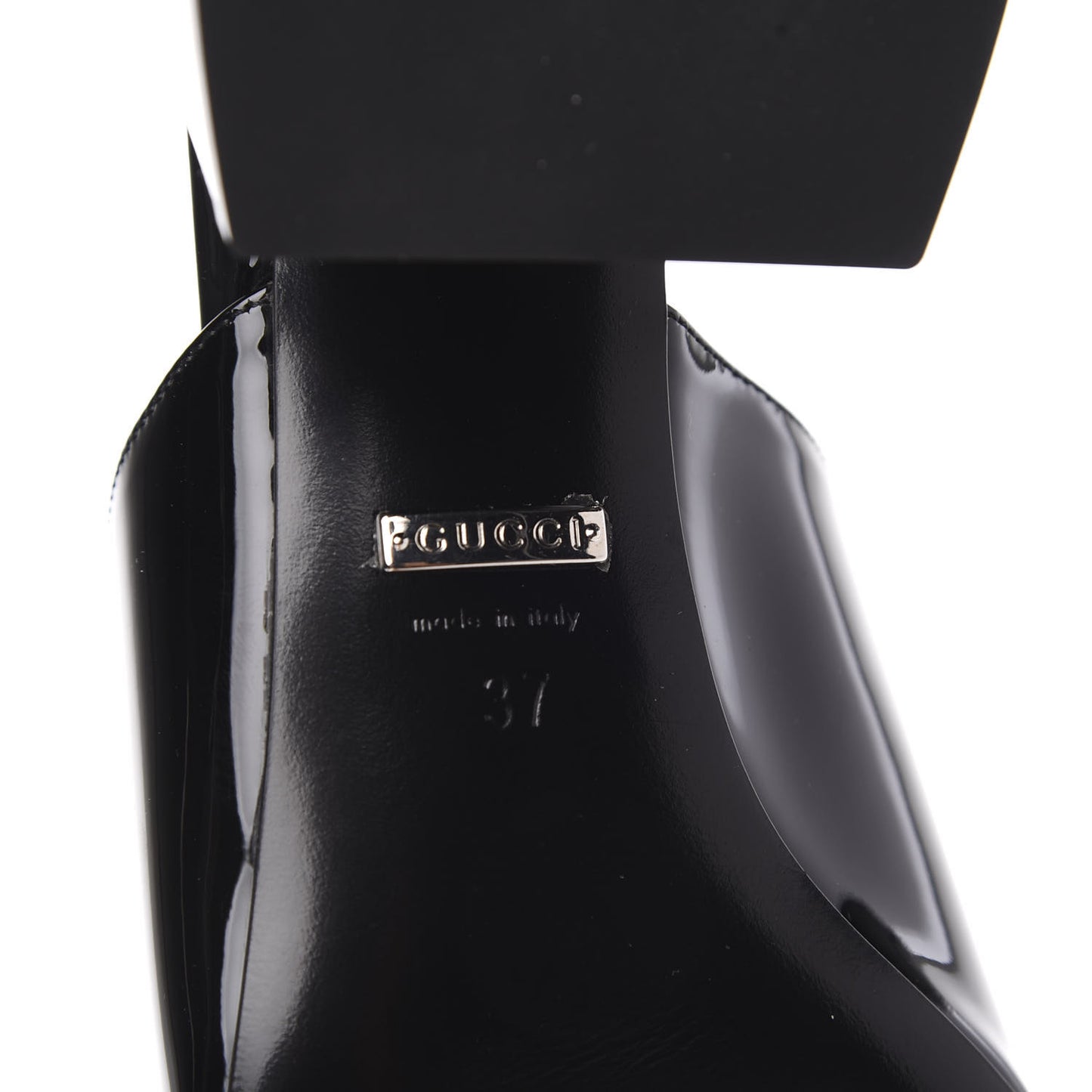 Patent Lexi Horsebit Mid-Heel Slide Sandals 37 Black