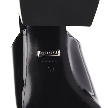 Gucci Patent Lexi Horsebit Mid-Heel Slide Sandals 37 Black 6 of 10